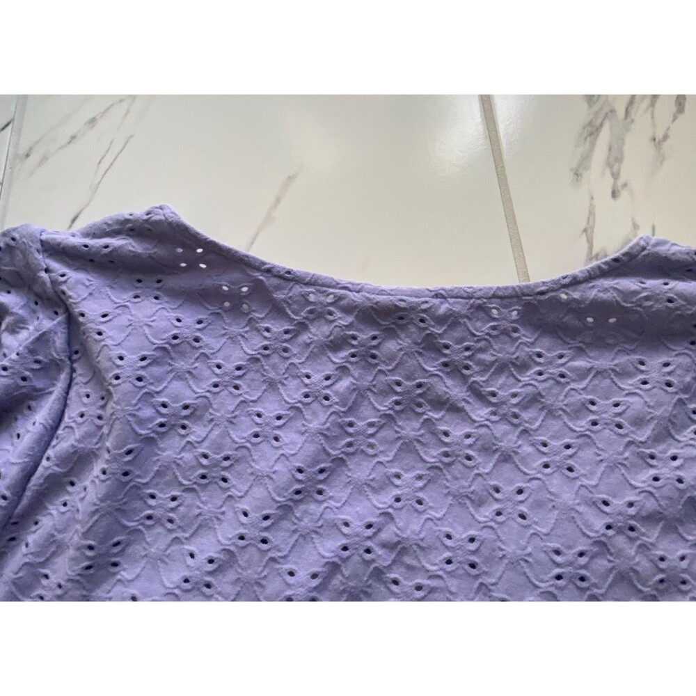 Ava And Viv Womens 2X Purple Eyelet Crochet Blouse Puff Sleeve Plus Top - Picture 10 of 10